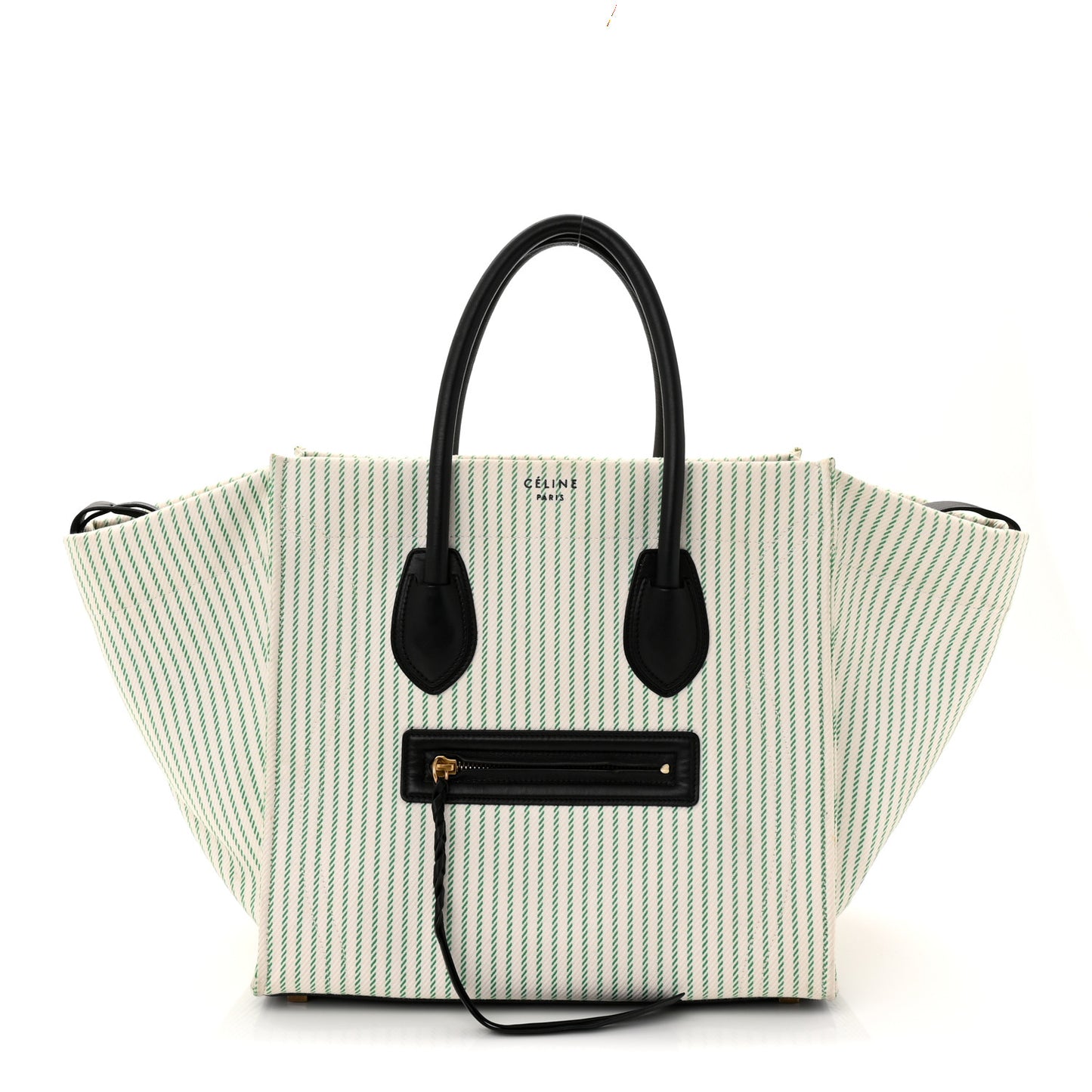 Cotton Canvas Striped Medium Phantom Luggage White Green