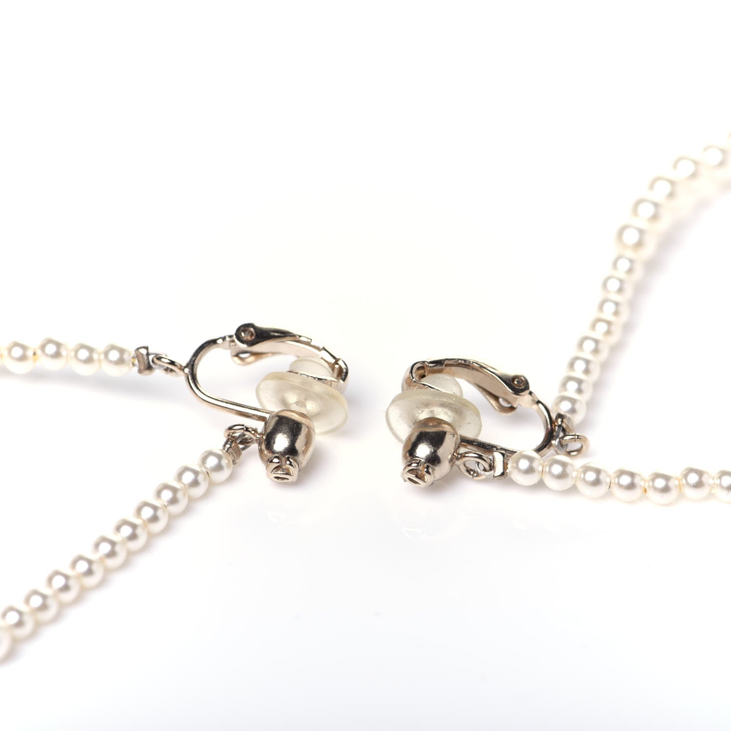 Chanel Pearl CC Drop Clip On Earrings Gold 6 of 7