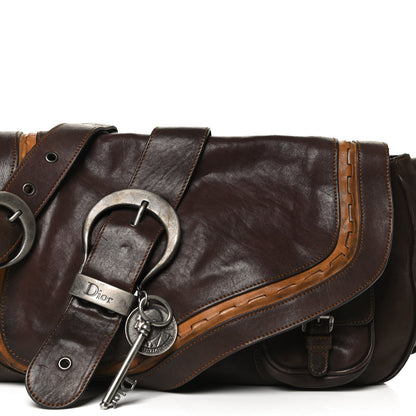 Christian Dior Calfskin Large Gaucho Double Saddle Bag Marron Fonce 6 of 9