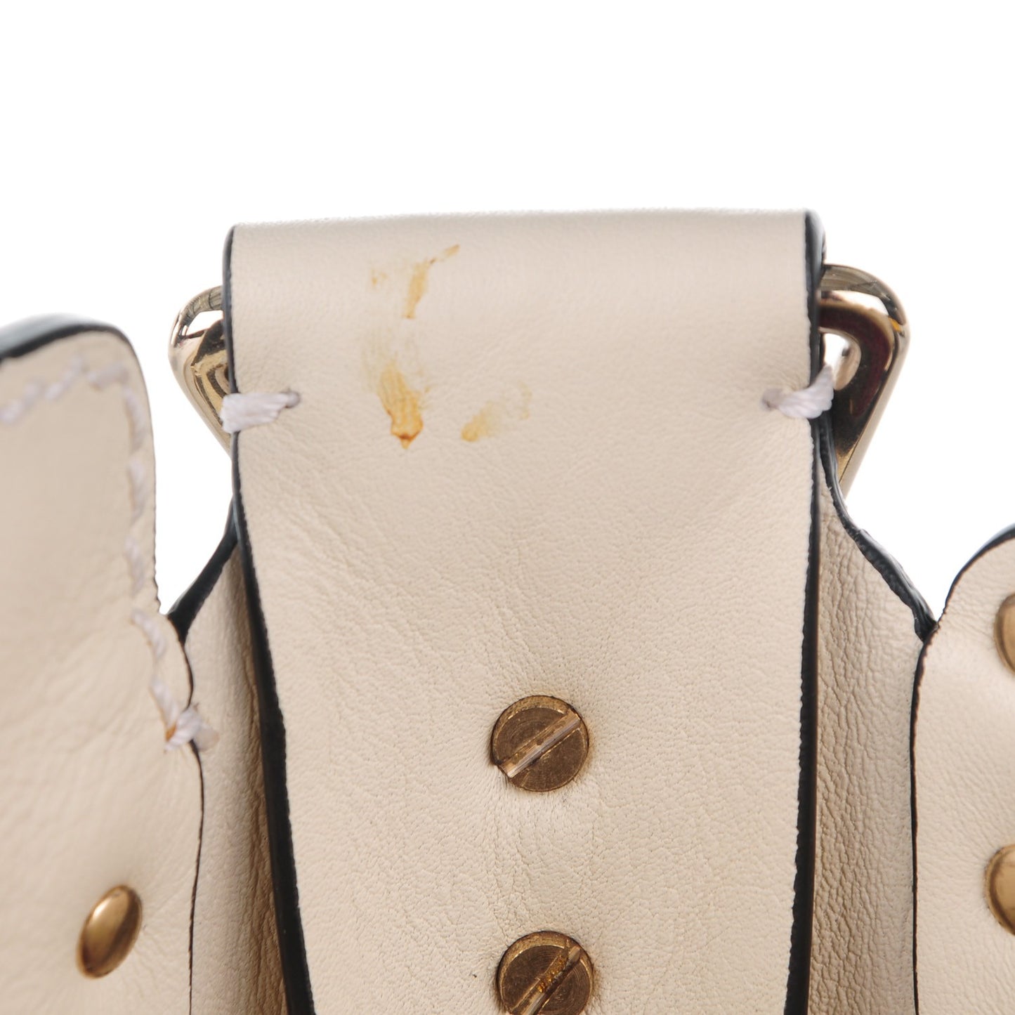 Vitello Large Rockstud All Over Flip-Lock Messenger Bag Light Ivory