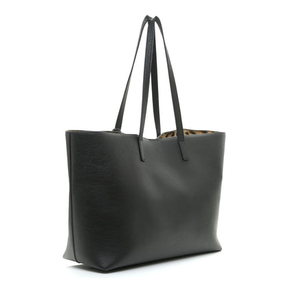 Saint Laurent Calfskin Large Leopard Print Shopping Tote Black 3 of 15