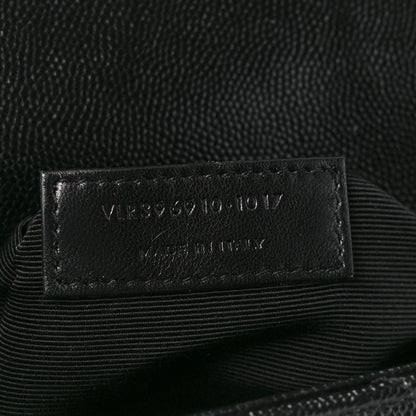 Saint Laurent Grain De Poudre Matelasse Chevron Large Monogram Satchel Black 8 of 13