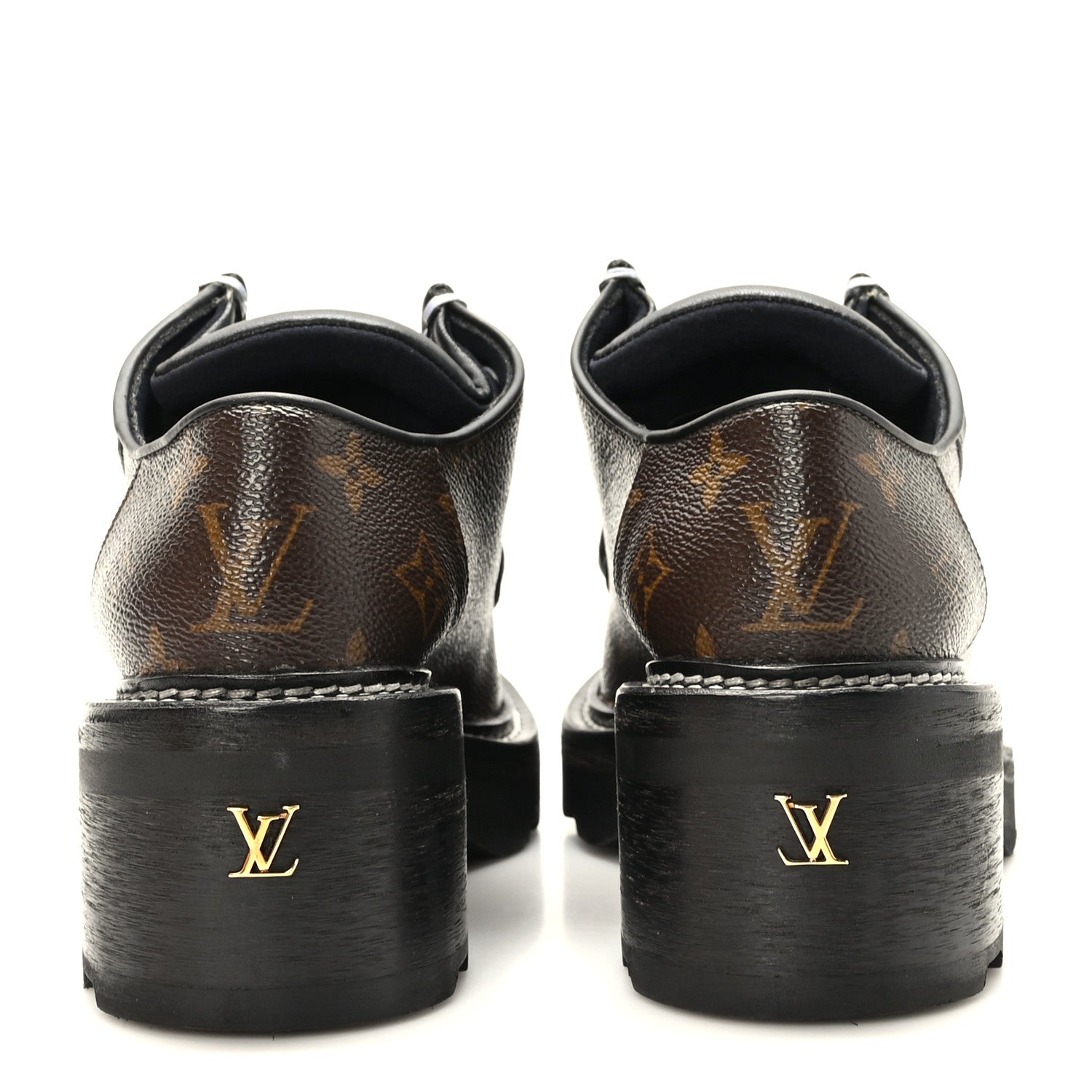 Louis Vuitton Monogram Calfskin Beaubourg Platform Derby Shoes 37 Brown 5 of 10