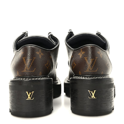 Louis Vuitton Monogram Calfskin Beaubourg Platform Derby Shoes 37 Brown 5 of 10
