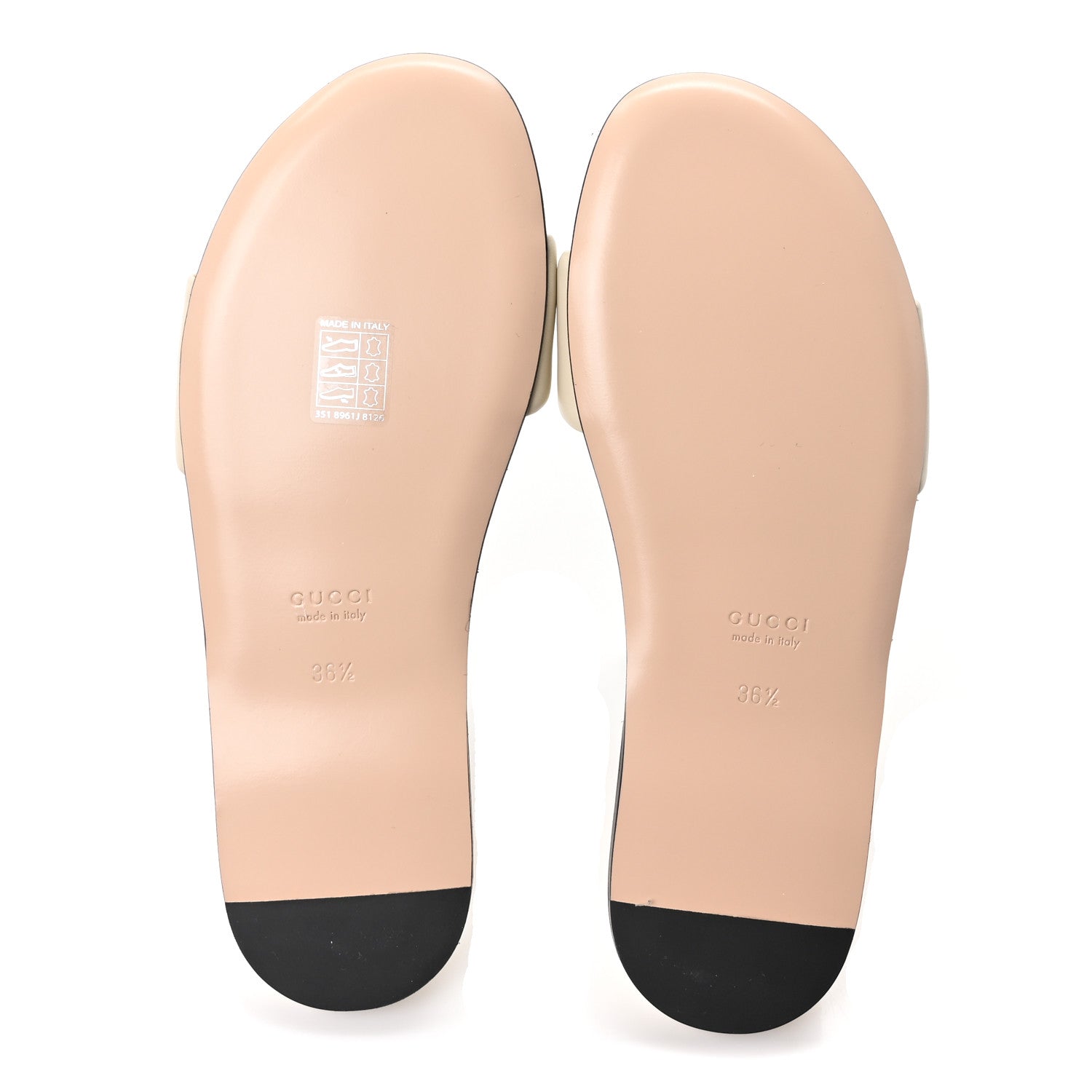 Gucci Nappa Matelasse GG Marmont Flat Slide Sandals 36.5 New Ivoire 6 of 10