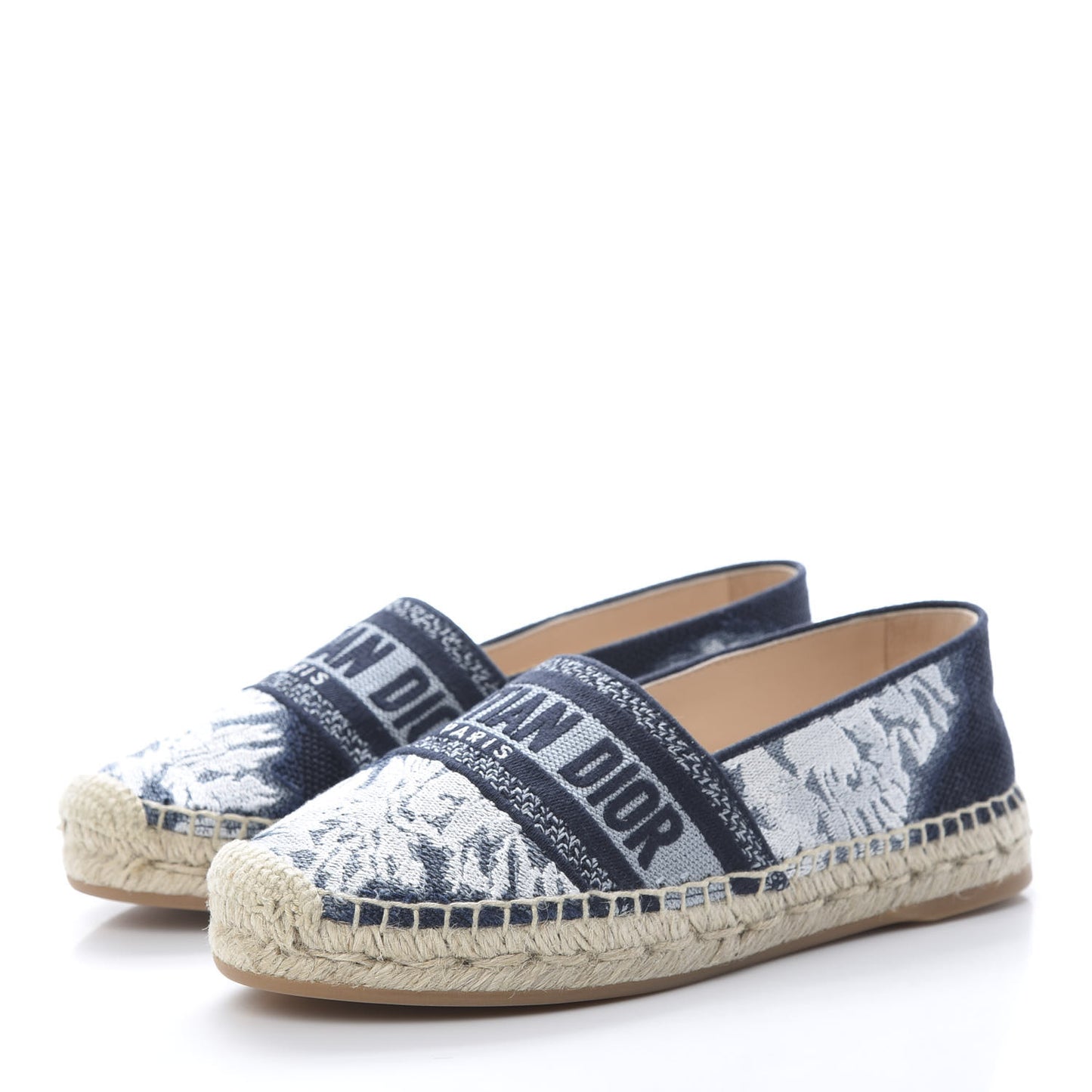 Canvas Tie and Dior Embroidered Granville 15mm Espadrilles 35 Denim