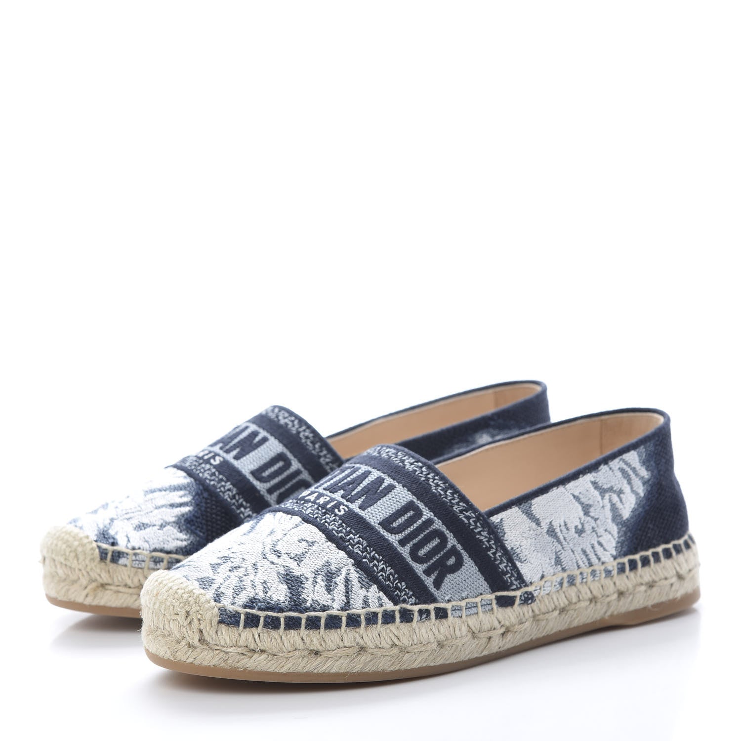 Christian Dior Canvas Tie and Dior Embroidered Granville 15mm Espadrilles 35 Denim 3 of 9