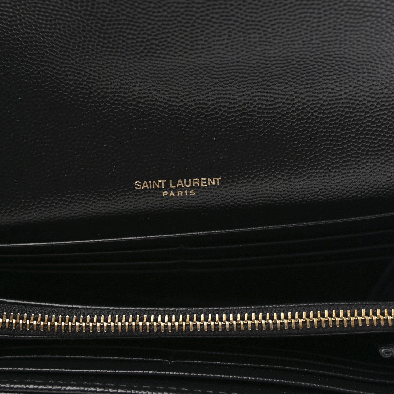 Saint Laurent Grain De Poudre Matelasse Chevron Monogram Flap Wallet Black 6 of 7