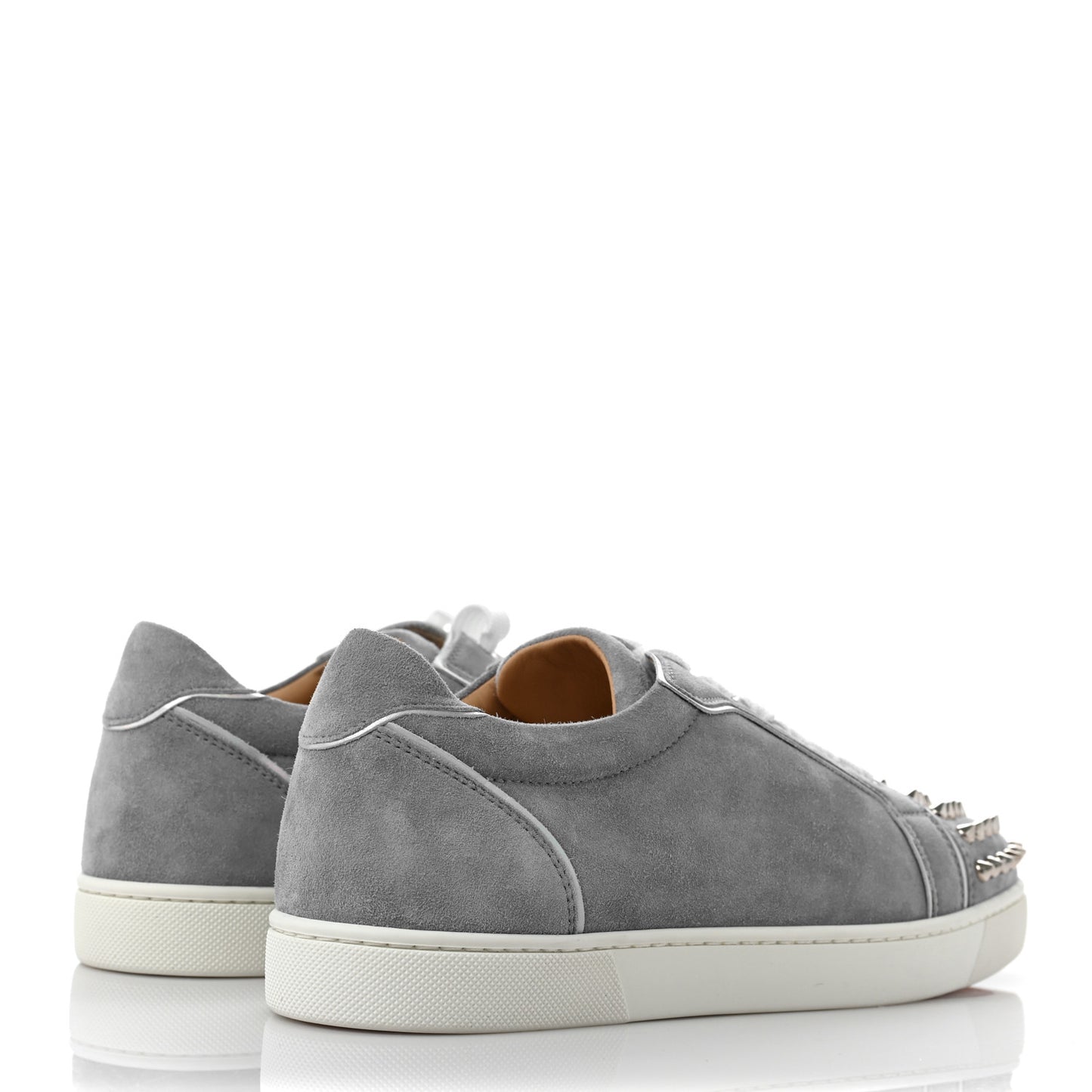 Veau Velours Calfskin Spikes Womens Vieira Flat Sneakers 40 Silver