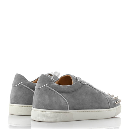 Christian Louboutin Veau Velours Calfskin Spikes Womens Vieira Flat Sneakers 40 Silver 4 of 8