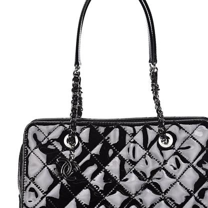 Chanel Patent Quilted CC Angle Tote Black 10 of 12