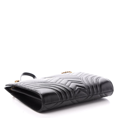 Gucci Azalea Calfskin Matelasse Heart Medium GG Marmont Slim Shoulder Bag Black 4 of 9