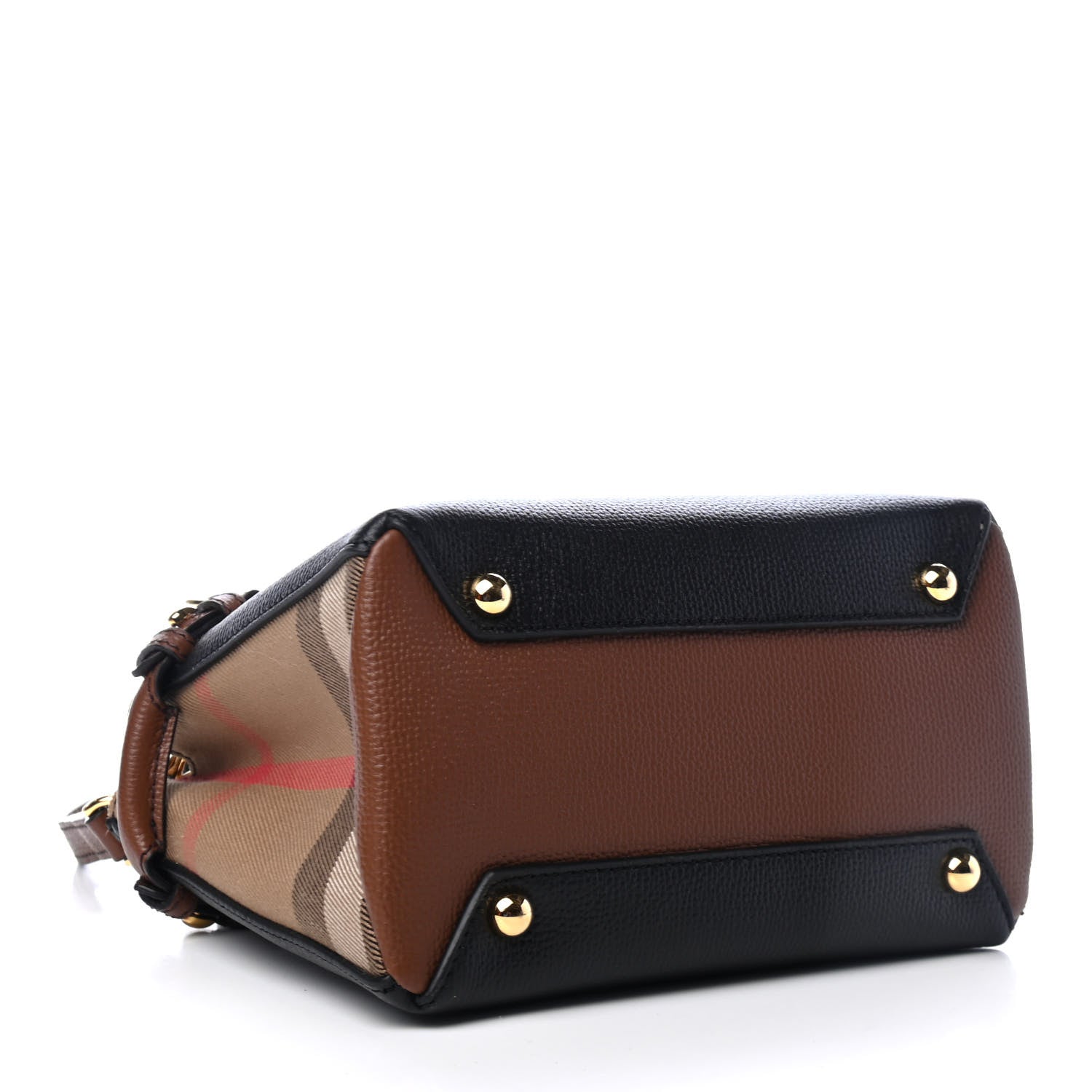 Burberry Derby Calfskin House Check Baby Banner Tote Black Tan 3 of 4