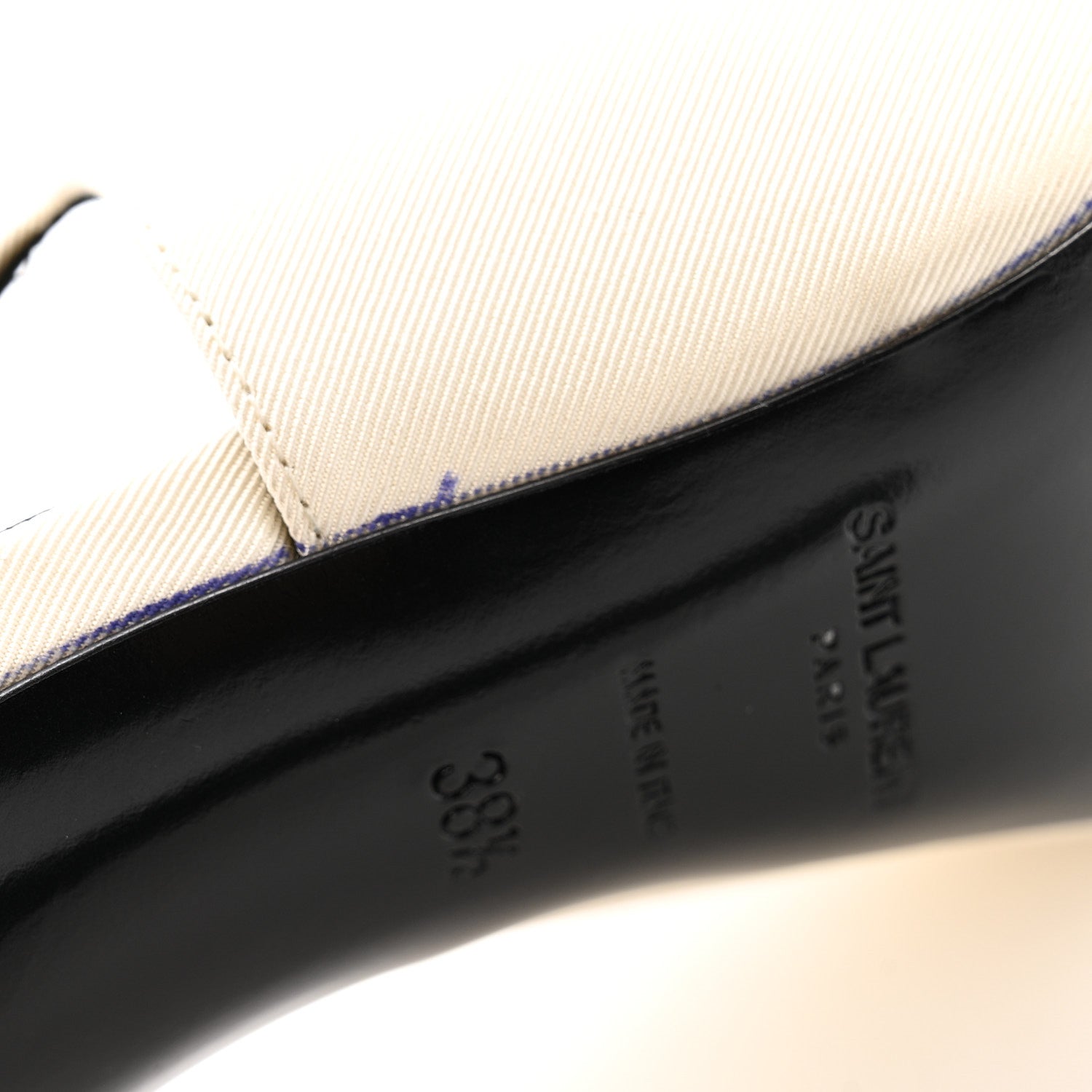 Saint Laurent Satin Calfskin Ines Slingback Pumps 38.5 Ivory Black 9 of 12