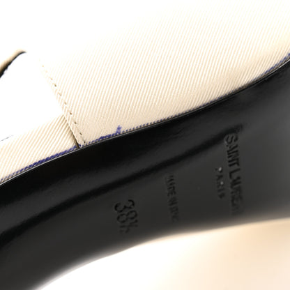 Saint Laurent Satin Calfskin Ines Slingback Pumps 38.5 Ivory Black 9 of 12