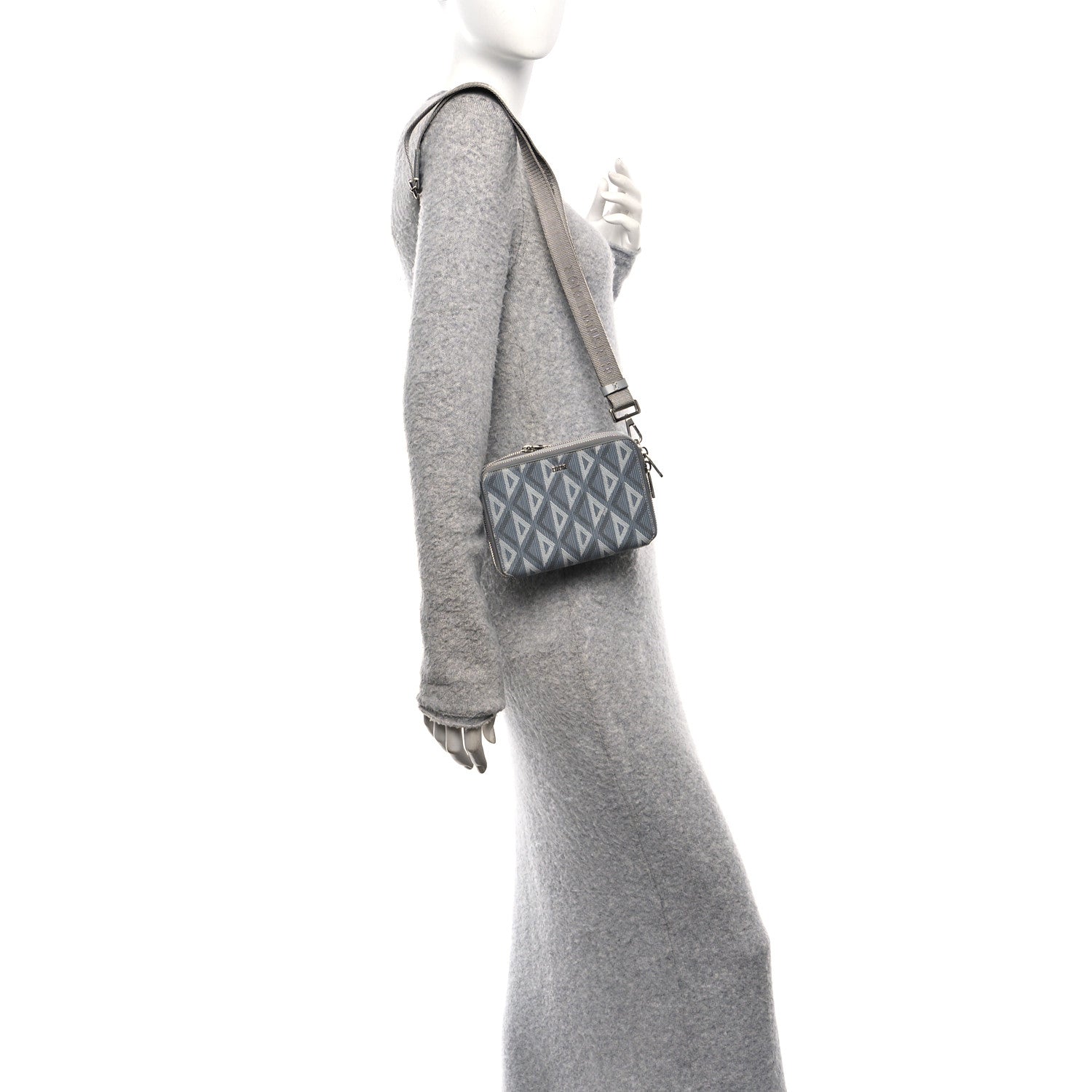 Christian Dior Coated Canvas CD Diamond Messenger Pouch Grey