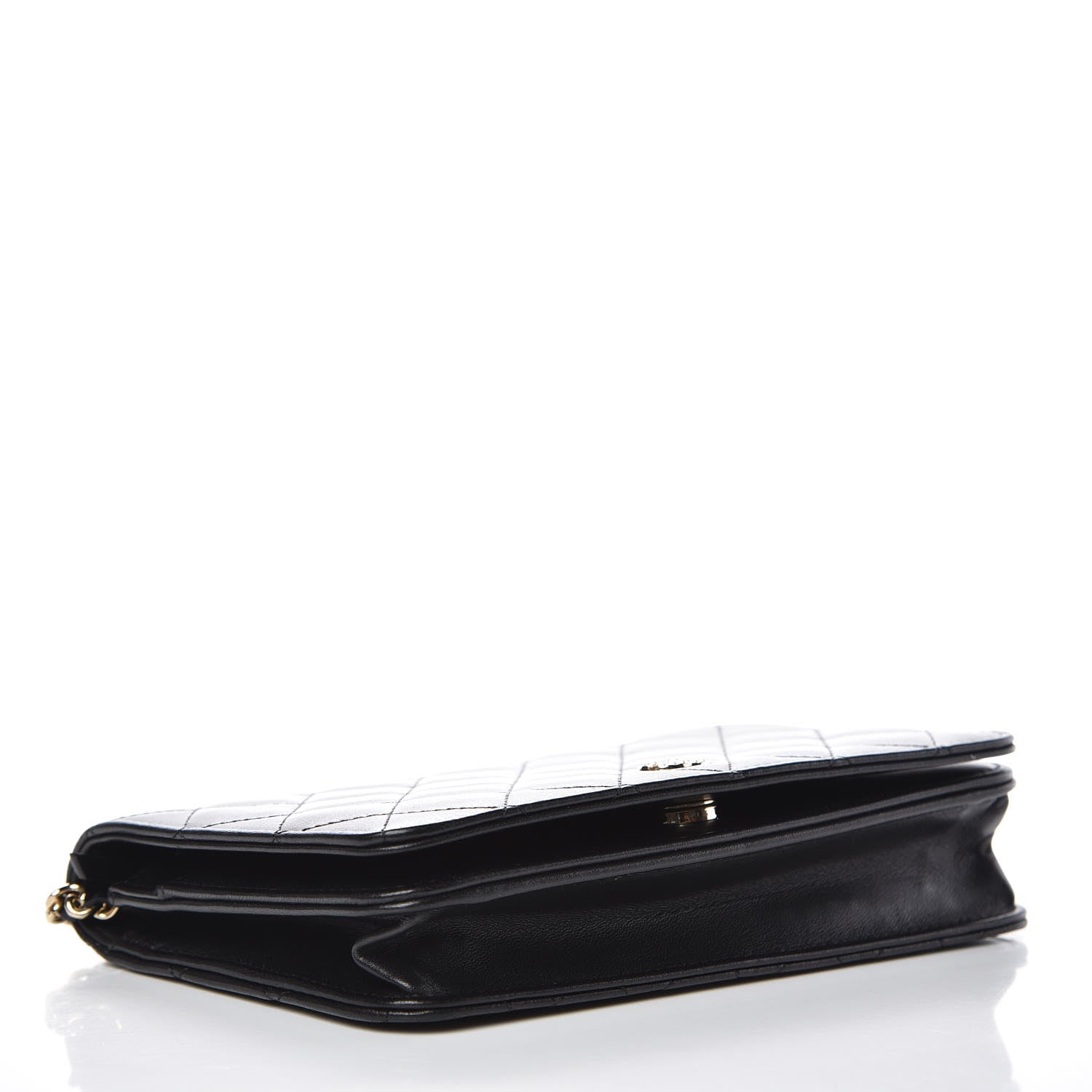 Chanel Lambskin Quilted Pearl Wallet On Chain WOC Black 5 of 13