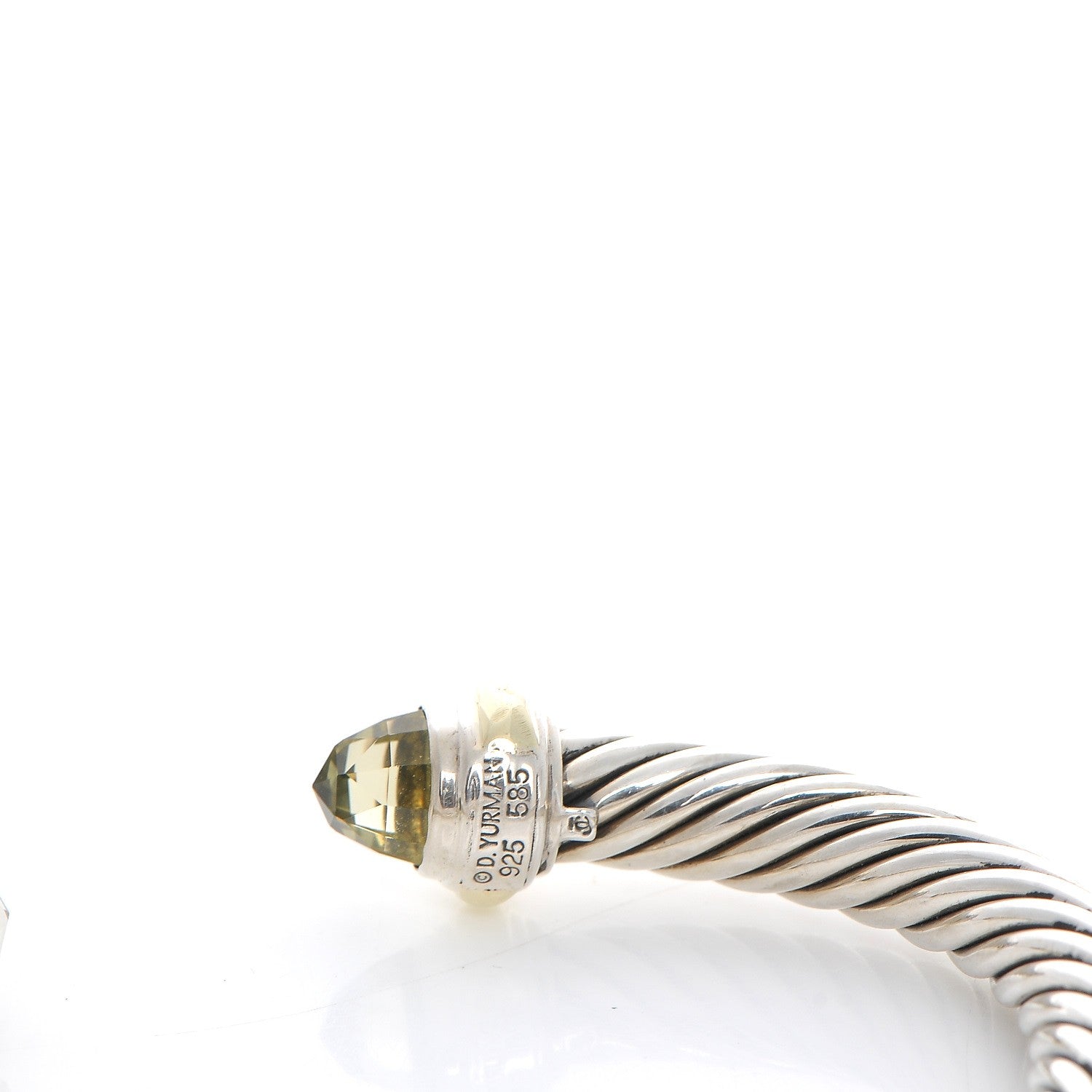 David Yurman Sterling Silver 14K Yellow Gold Prasiolite 7mm Cable Classics Bracelet 4 of 4