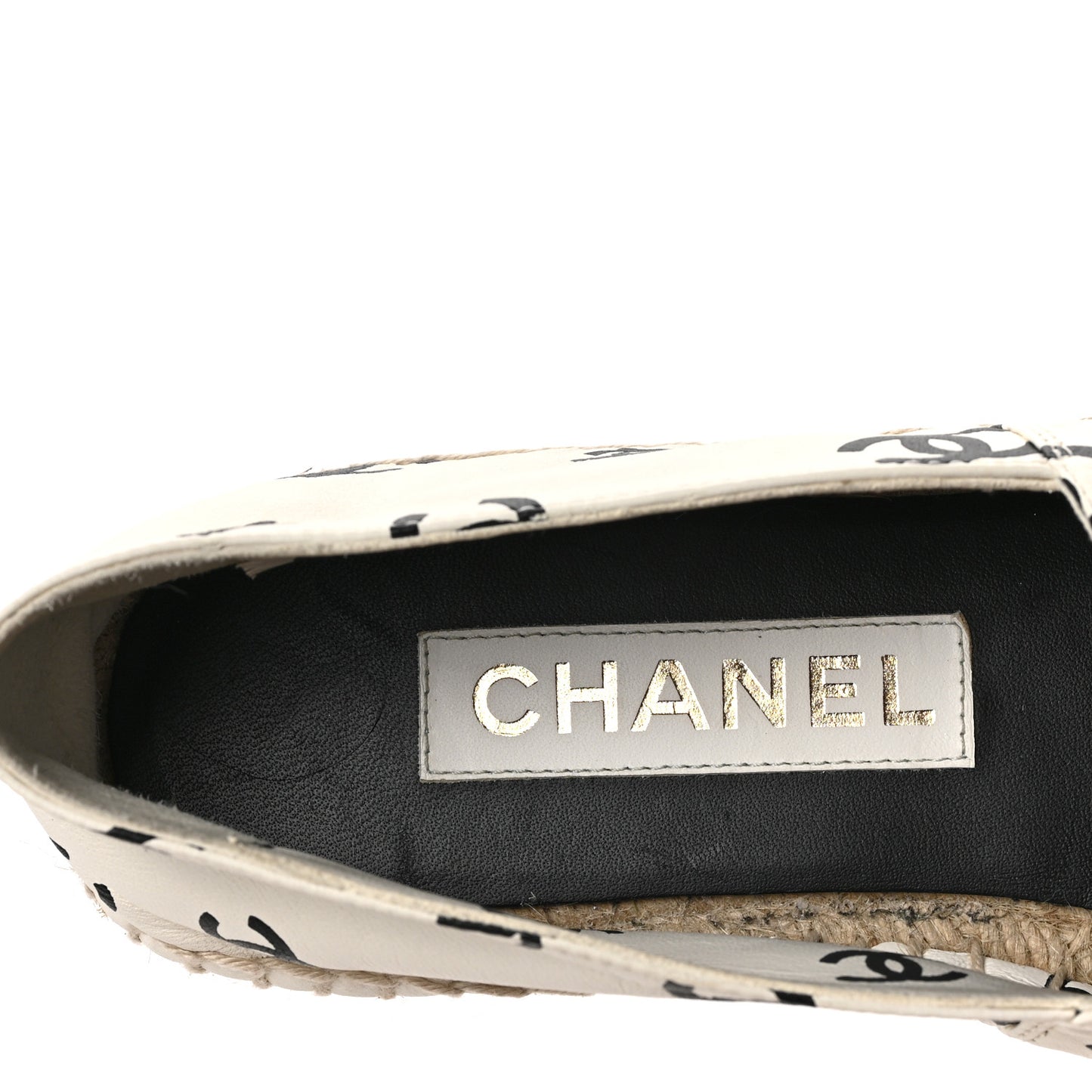 Lambskin Printed CC Espadrilles 37 White Black