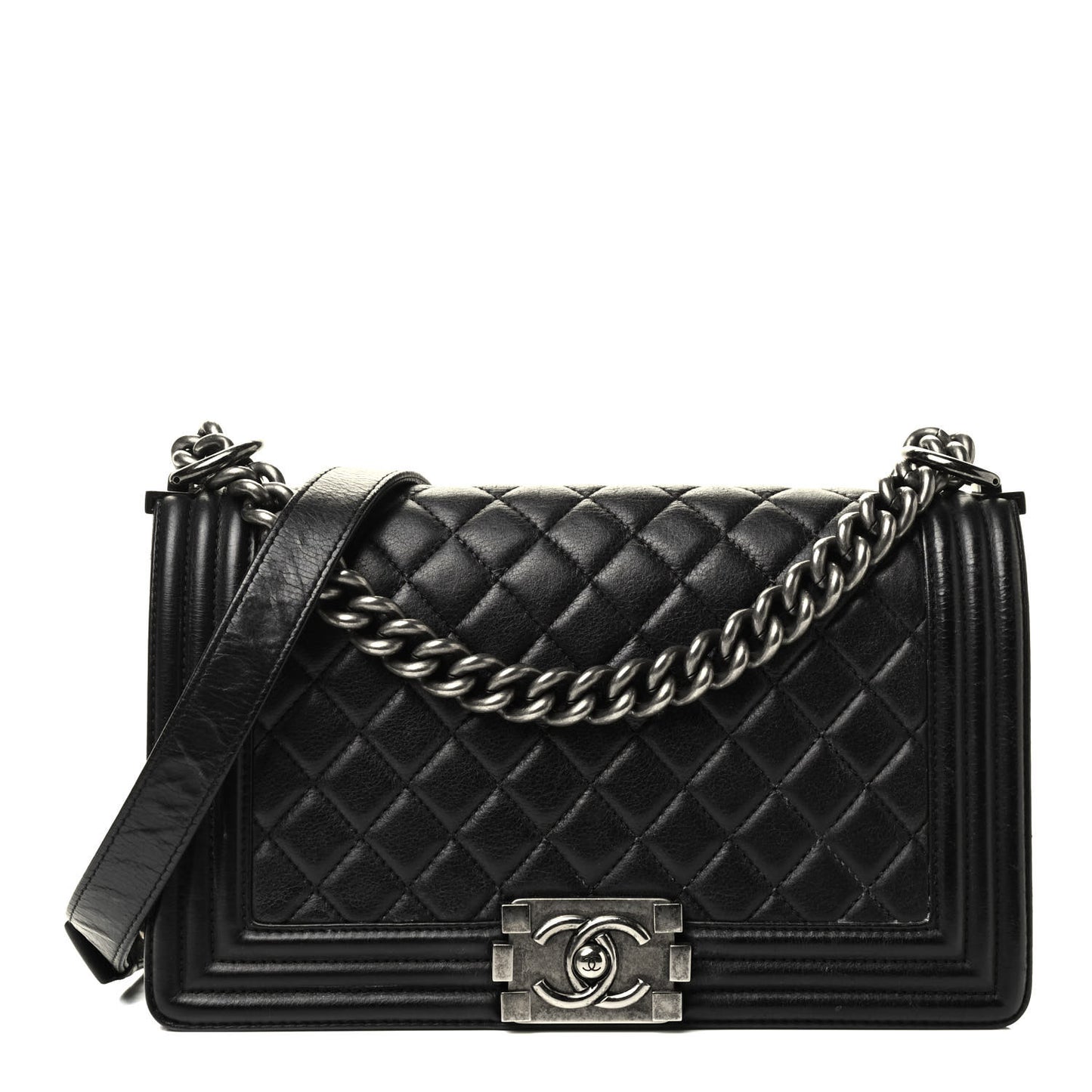 Calfskin Quilted Medium Boy Flap Black