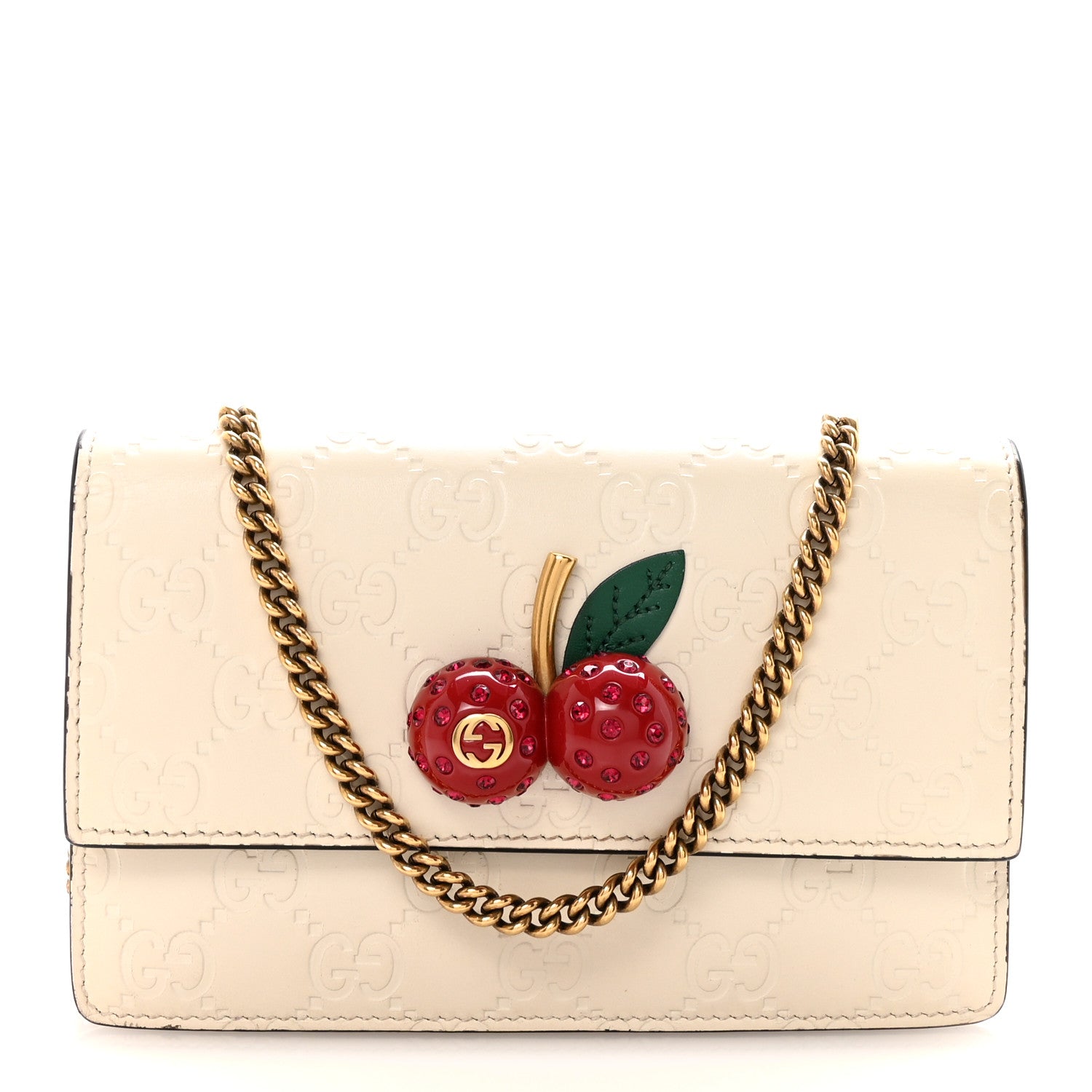 Gucci Guccissima Mini Cherry Chain Bag White 1 of 10
