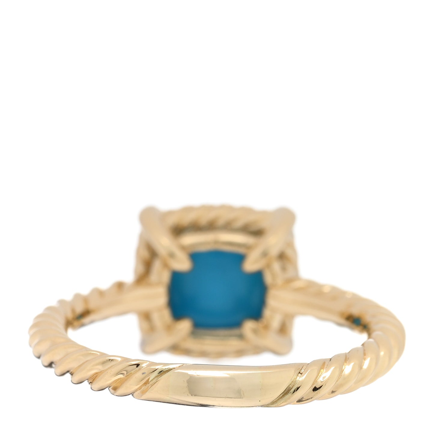 18K Yellow Gold Diamond Turquoise 7mm Petite Chatelaine Pave Bezel Ring 53 6.25