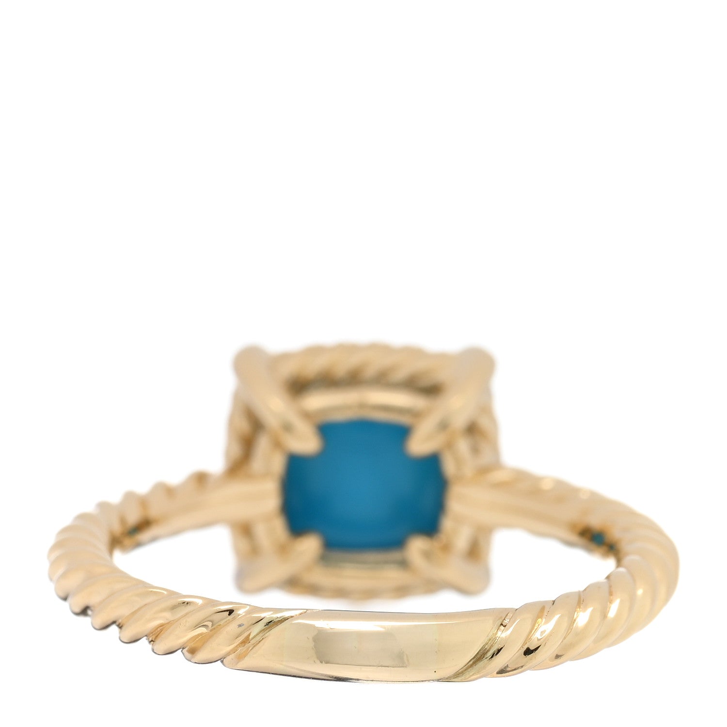 David Yurman 18K Yellow Gold Diamond Turquoise 7mm Petite Chatelaine Pave Bezel Ring 53 6.25 3 of 4