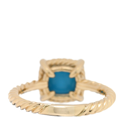 David Yurman 18K Yellow Gold Diamond Turquoise 7mm Petite Chatelaine Pave Bezel Ring 53 6.25 3 of 4