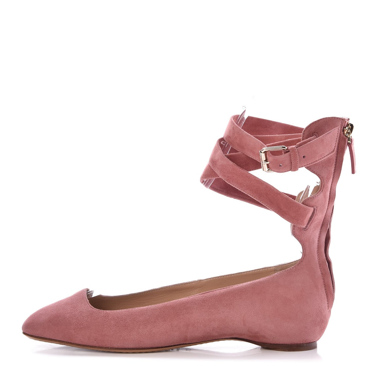 Suede Lace Up Plum Ballet Flats 37.5 Antique Rose