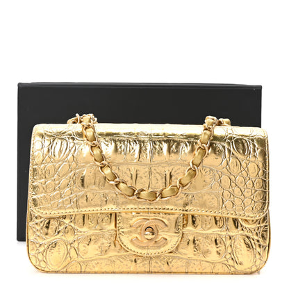 Chanel Metallic Calfskin Crocodile Embossed Cocodile Rectangular Mini Flap Gold 11 of 11