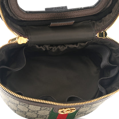 Gucci GG Supreme Monogram Textured Calfskin Web Ophidia Vanity Cosmetic Case Beige Ebony New Acero 6 of 8