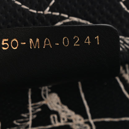 Christian Dior Canvas Embroidered Large Around The World Book Tote Black White 7 of 14