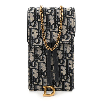 Christian Dior Oblique Vertical Saddle Pouch Blue 1 of 11