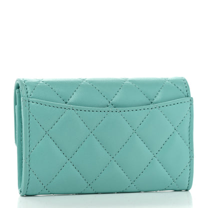 Chanel Lambskin Quilted Flap Card Holder Wallet Turquoise 4 of 11