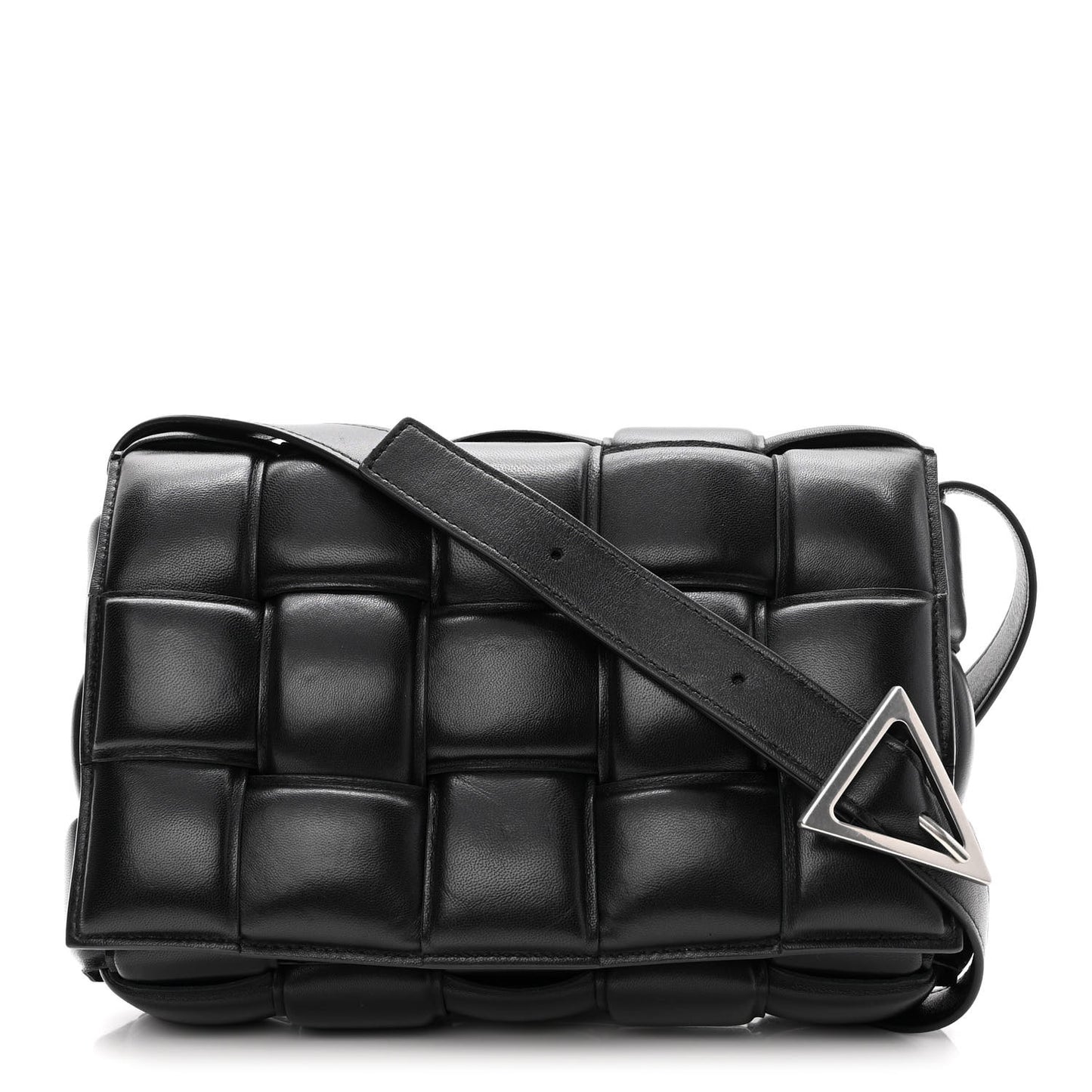 Nappa Maxi Intreccio Padded Cassette Crossbody Bag Black