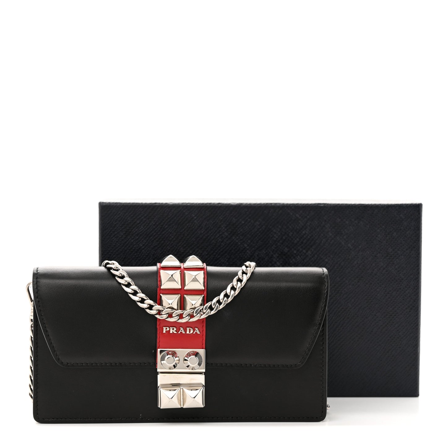 City Calfskin Studded Mini Elektra Crossbody Bag Black Fuoco