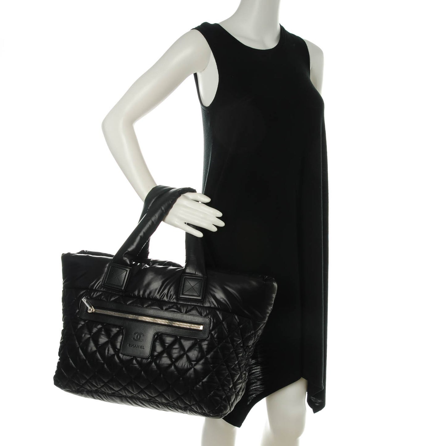 Nylon Quilted Large Coco Cocoon Tote Black Red