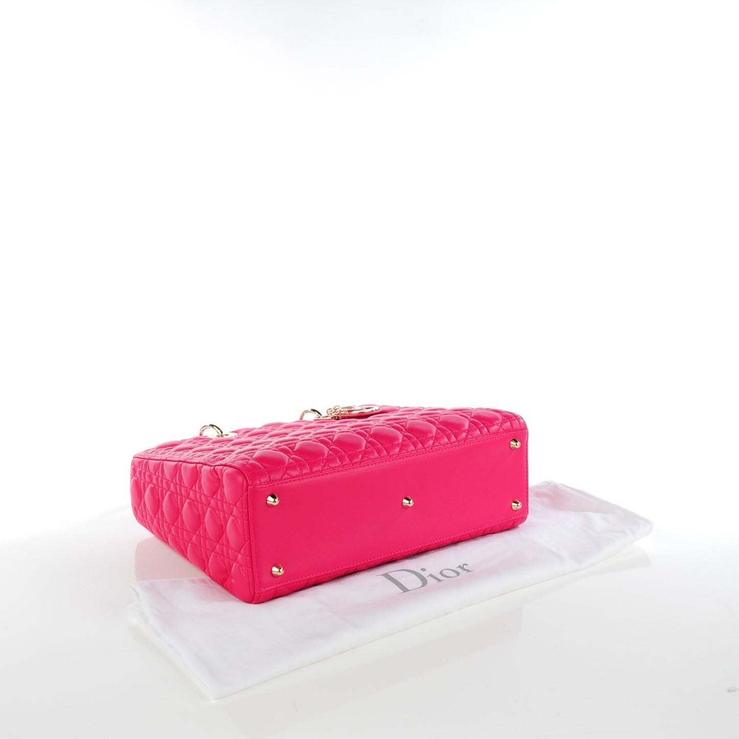 Lambskin Cannage Large Lady Dior Fuchsia