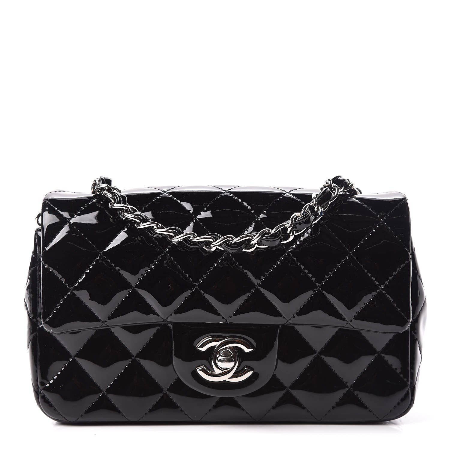 Chanel Patent Calfskin Quilted Mini Rectangular Flap Black 1 of 10