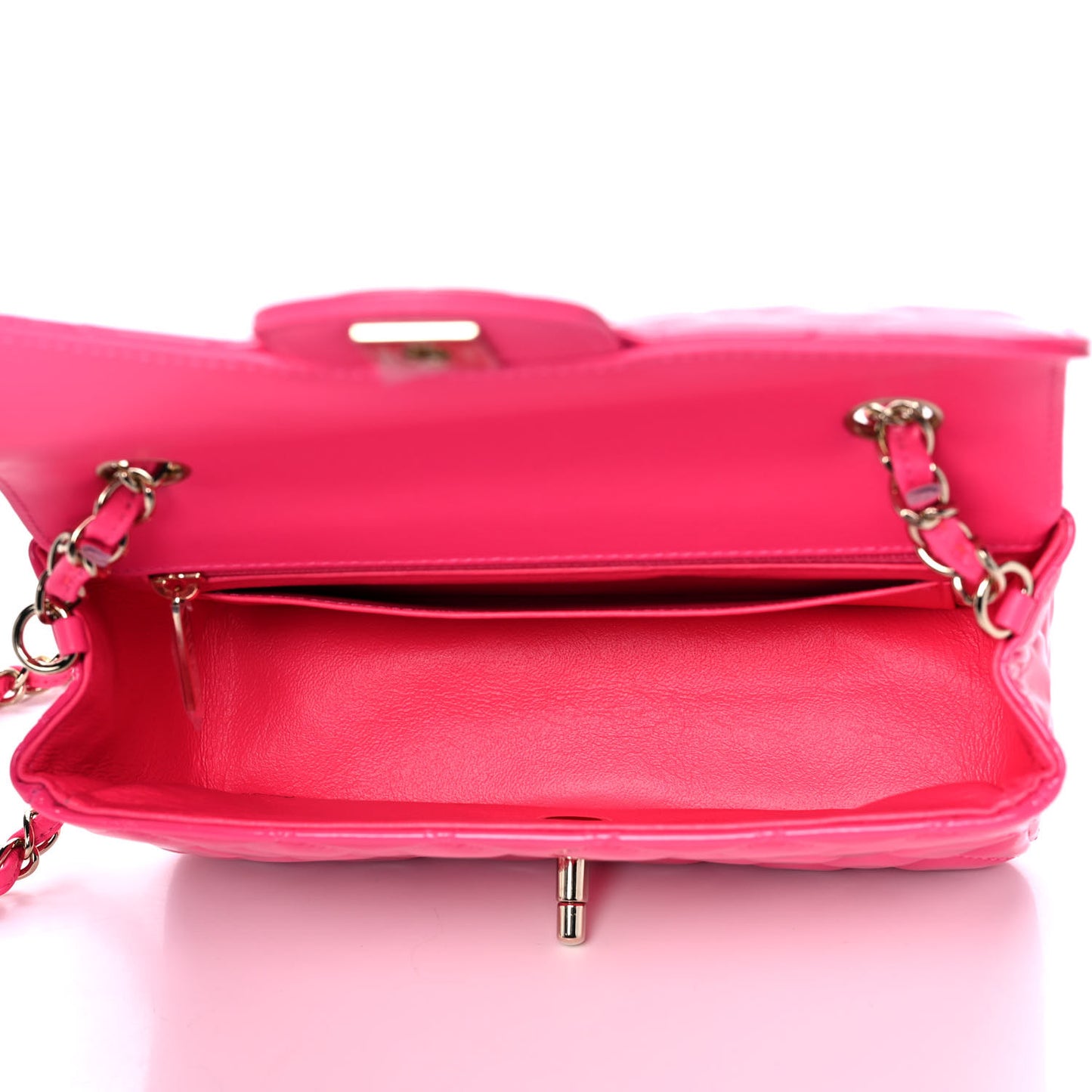 Patent Quilted Mini Rectangular Flap Pink