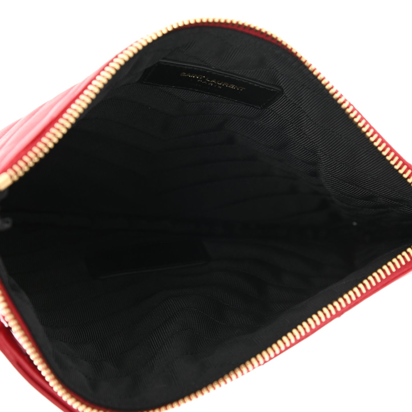 Calfskin Matelasse Chevron Monogram A5 Wristlet Red