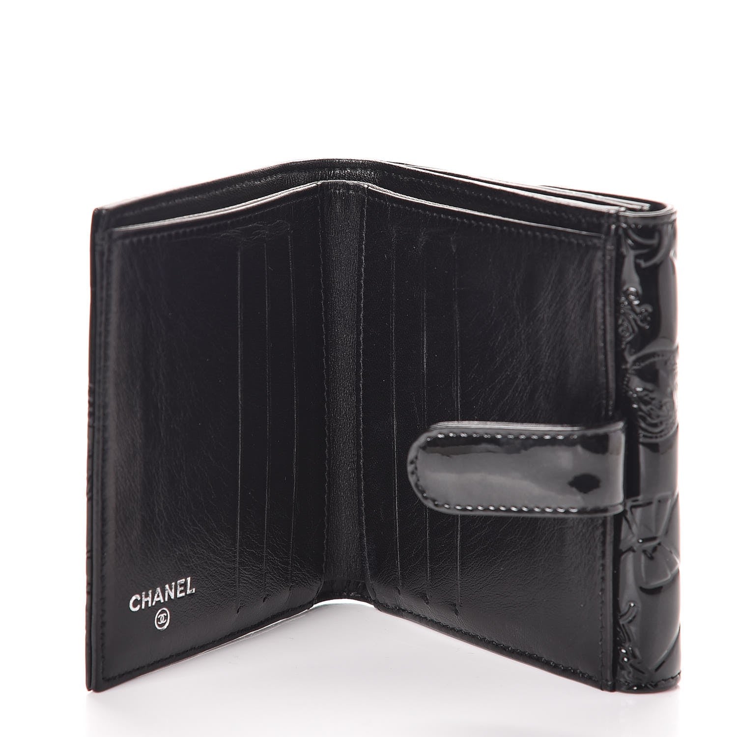 Chanel Patent Calfskin Lucky Symbols Compact French Flap Wallet Black 5 of 7