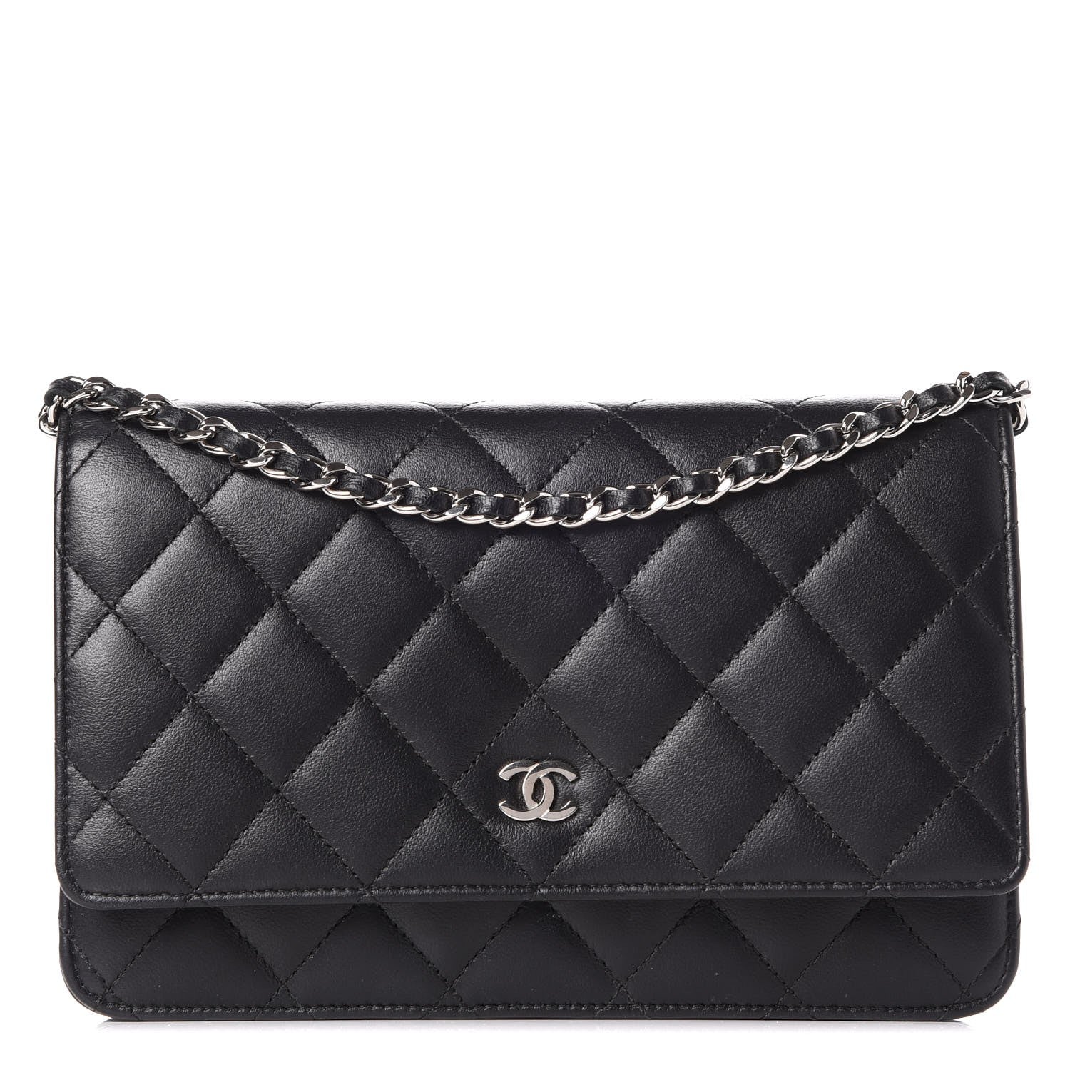 Chanel Lambskin Quilted Wallet On Chain WOC Black 1 of 10