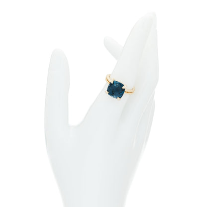 David Yurman 18K Yellow Gold Diamond Hampton Blue Topaz 11mm Chatelaine Ring 54 6.75 2 of 4