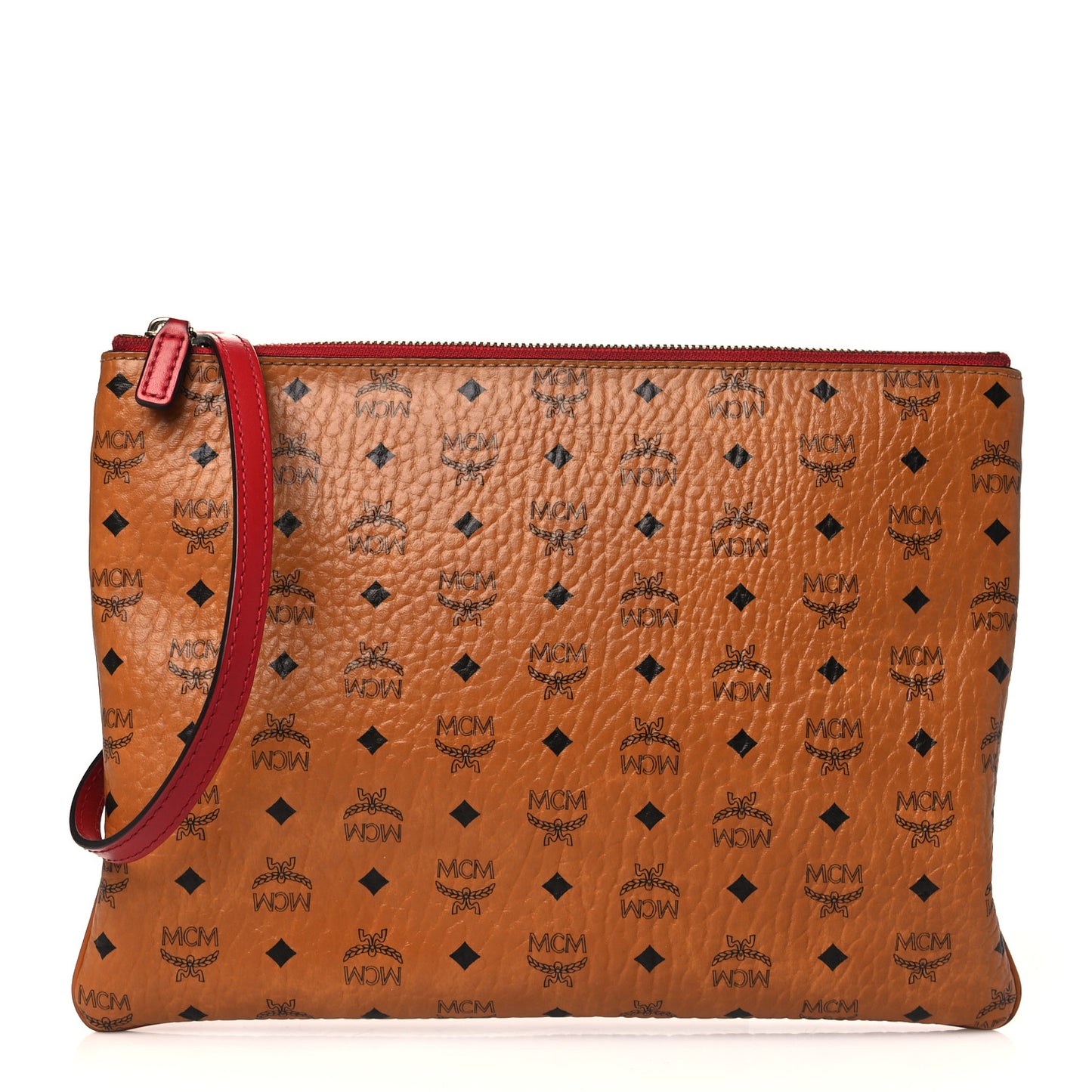 Visetos Medium Crossbody Pouch Cognac Red