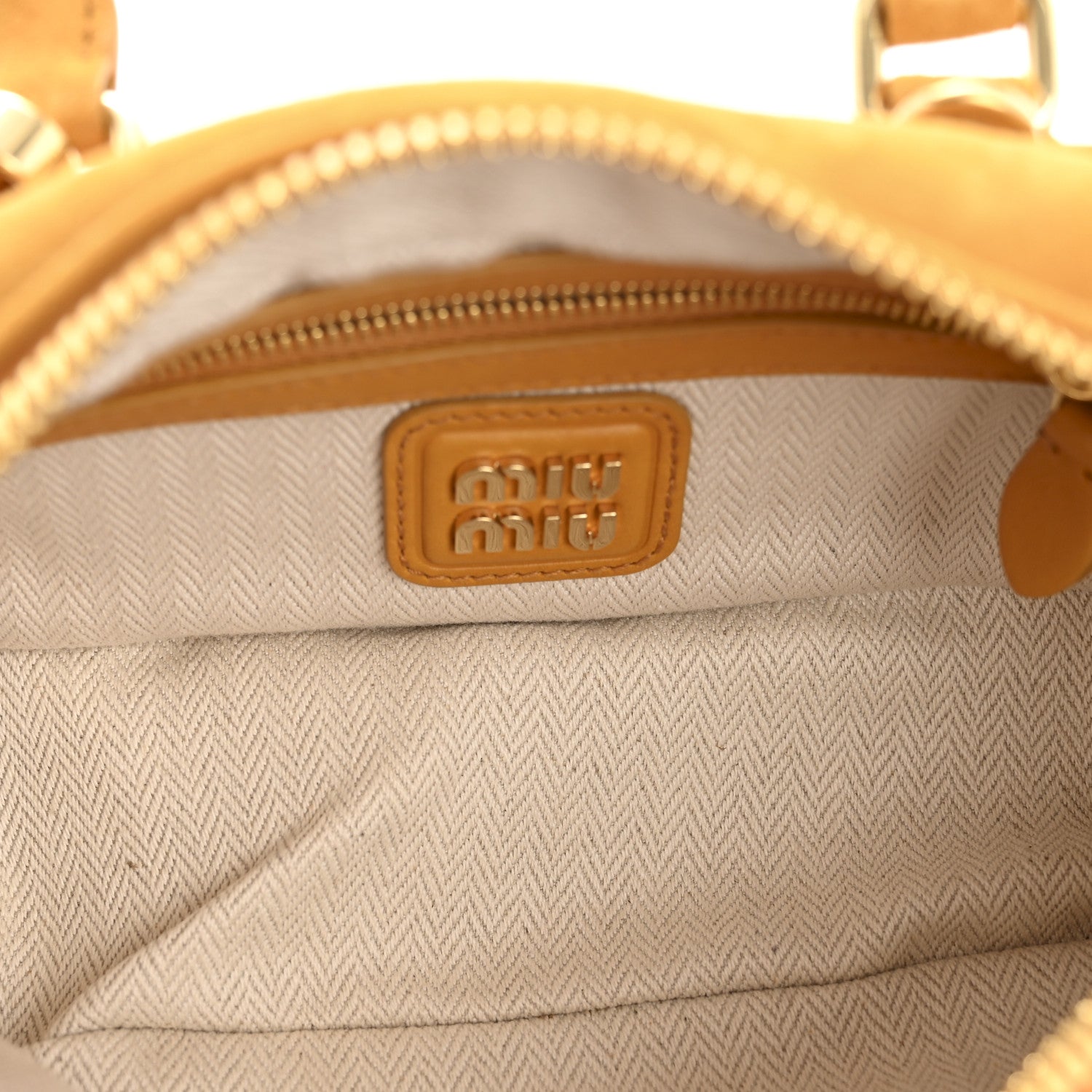 Miu Miu Suede Padded Regular Arcadie Top Handle Bag Whiskey 5 of 11