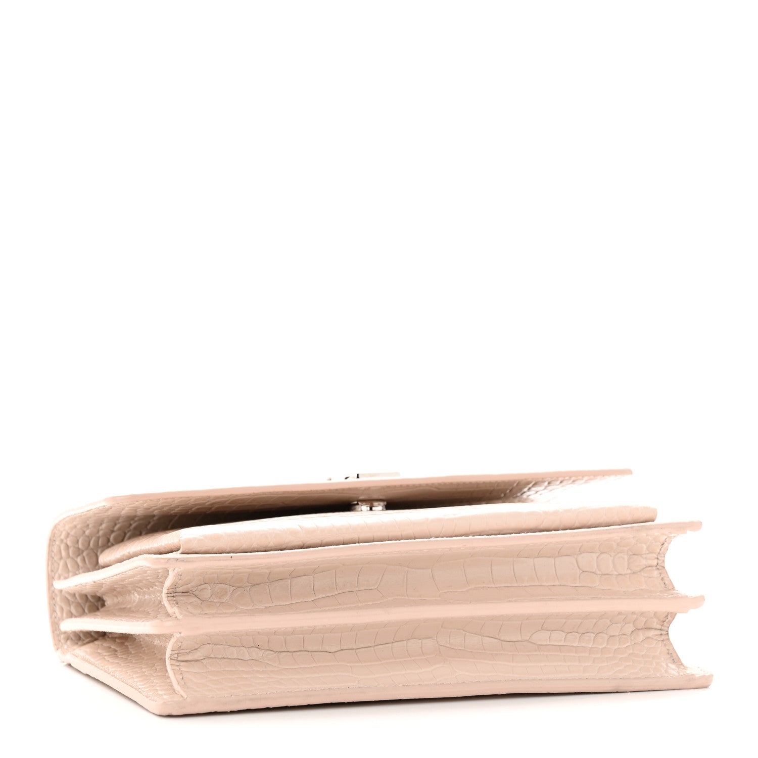 Saint Laurent Calfskin Crocodile Embossed Medium Monogram Sunset Dark Beige 4 of 30
