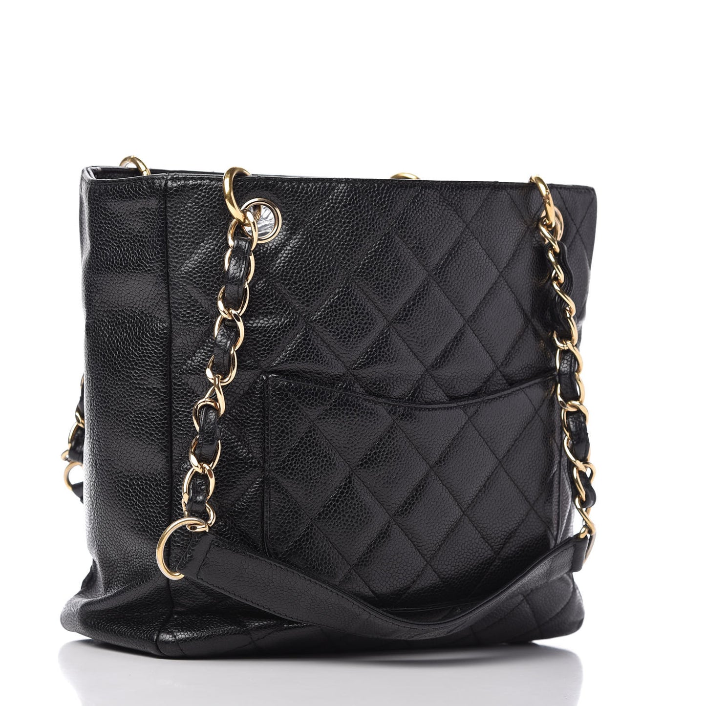 Caviar Quilted Petit Shopping Tote PST Black