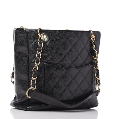 Chanel Caviar Quilted Petit Shopping Tote PST Black 3 of 9