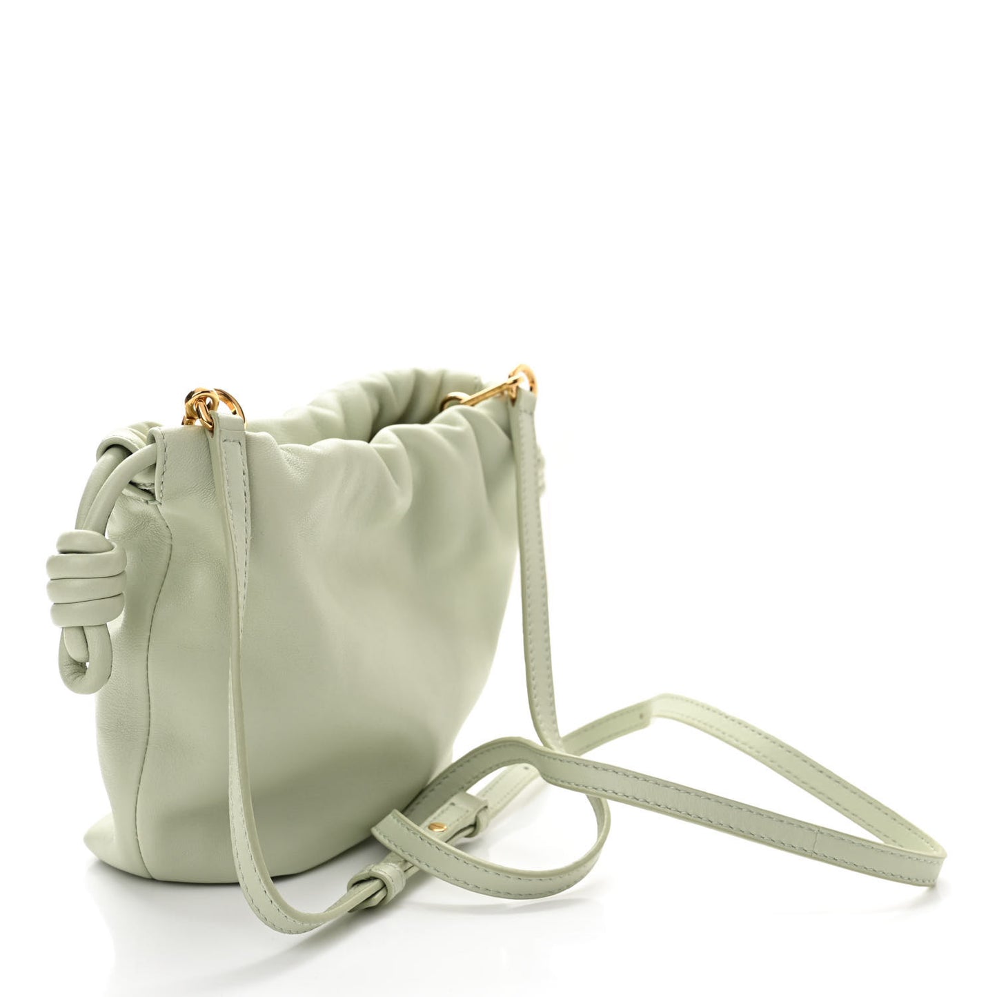 Mellow Nappa Donut Chain Mini Flamenco Knot Clutch Spring Jade